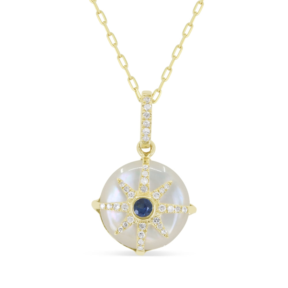 Beautiful Hand Crafted 14K Yellow Gold  Sapphire And Diamond Arianna Collection Pendant