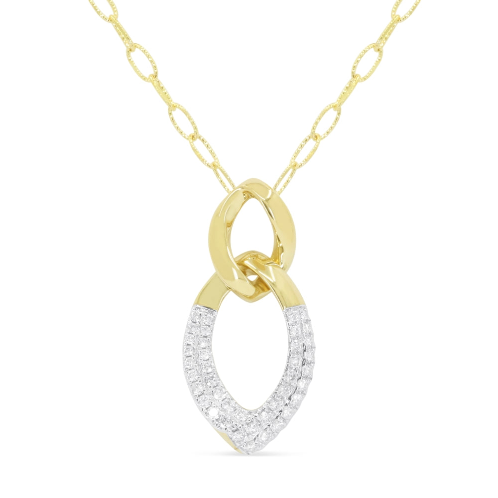 Beautiful Hand Crafted 14K Yellow Gold White Diamond Milano Collection Pendant