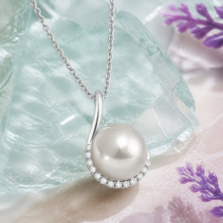 N1805 - 14K White Gold Pearl Round Pendant