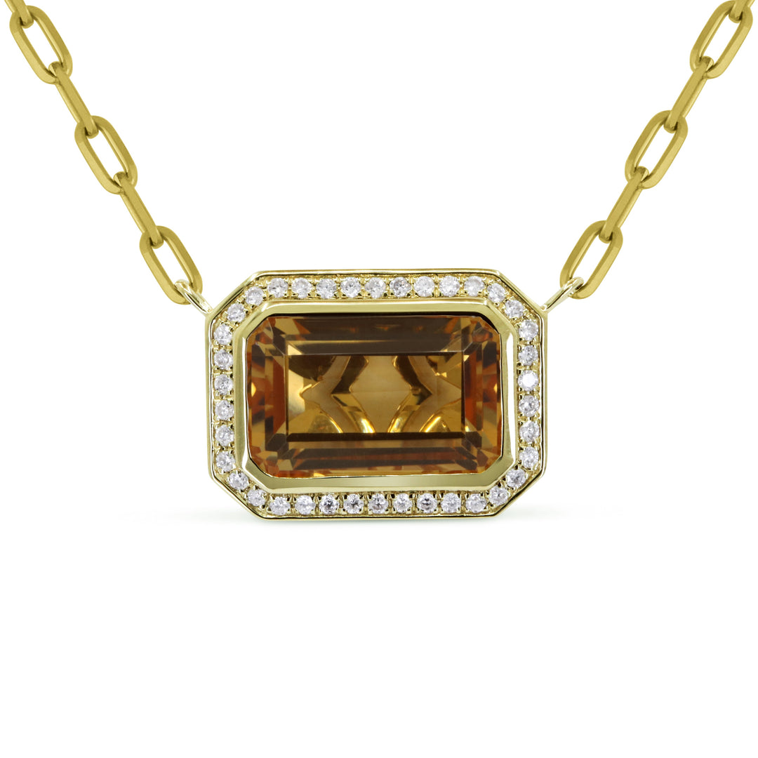 Beautiful Hand Crafted 14K Yellow Gold  Citrine And Diamond Eclectica Collection Necklace