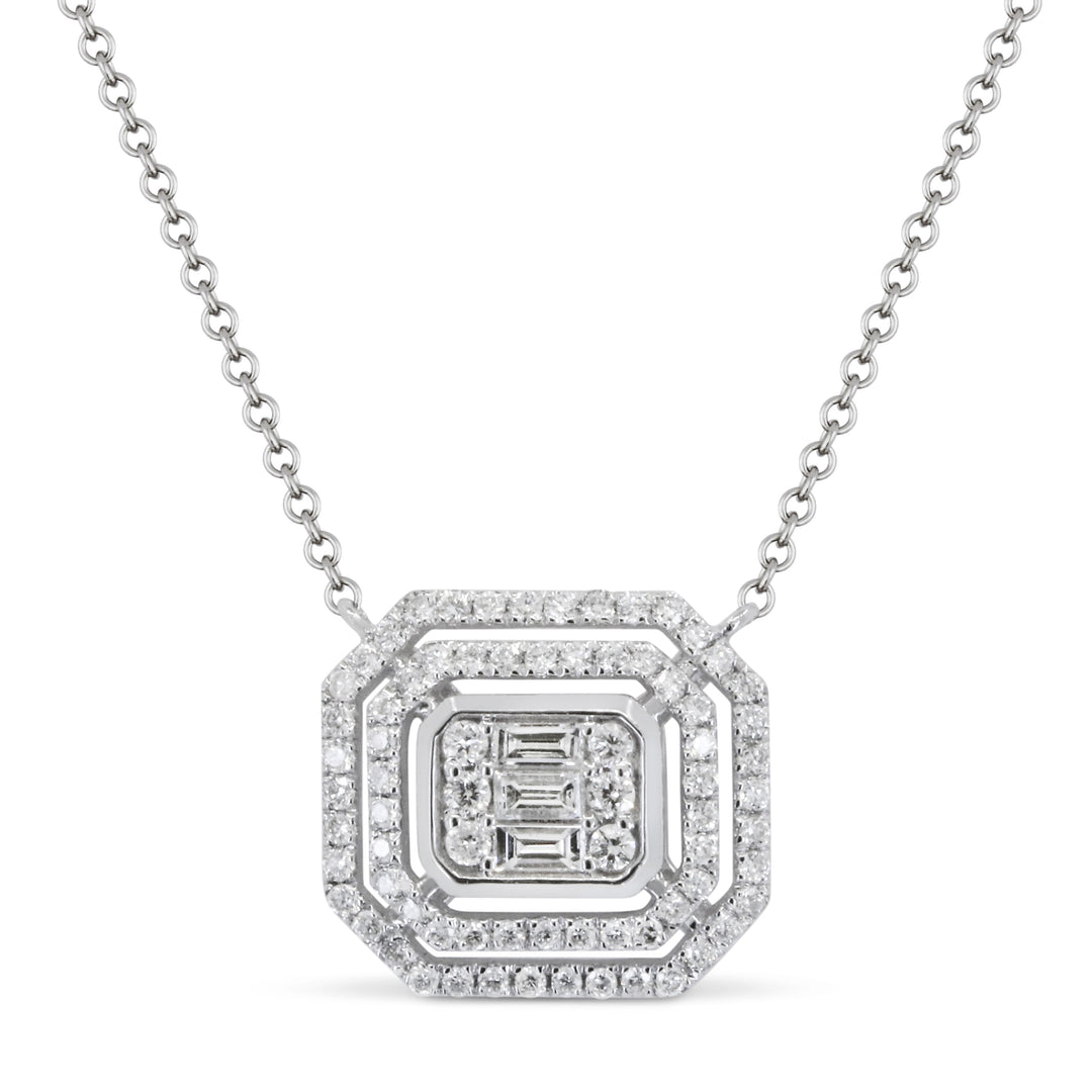 Beautiful Hand Crafted 14K White Gold White Diamond Milano Collection Necklace