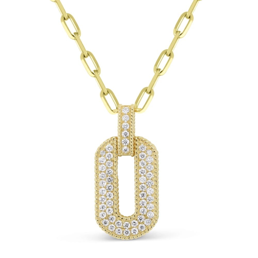 Beautiful Hand Crafted 14K Yellow Gold White Diamond Milano Collection Pendant