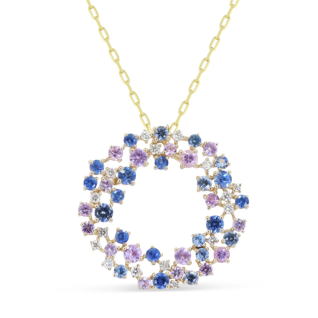 Beautiful Hand Crafted 14K Yellow Gold  Sapphire And Diamond Arianna Collection Pendant