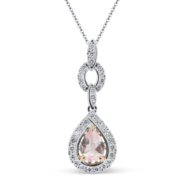 Beautiful Hand Crafted 14K Two Tone Gold  Morganite And Diamond Essentials Collection Pendant