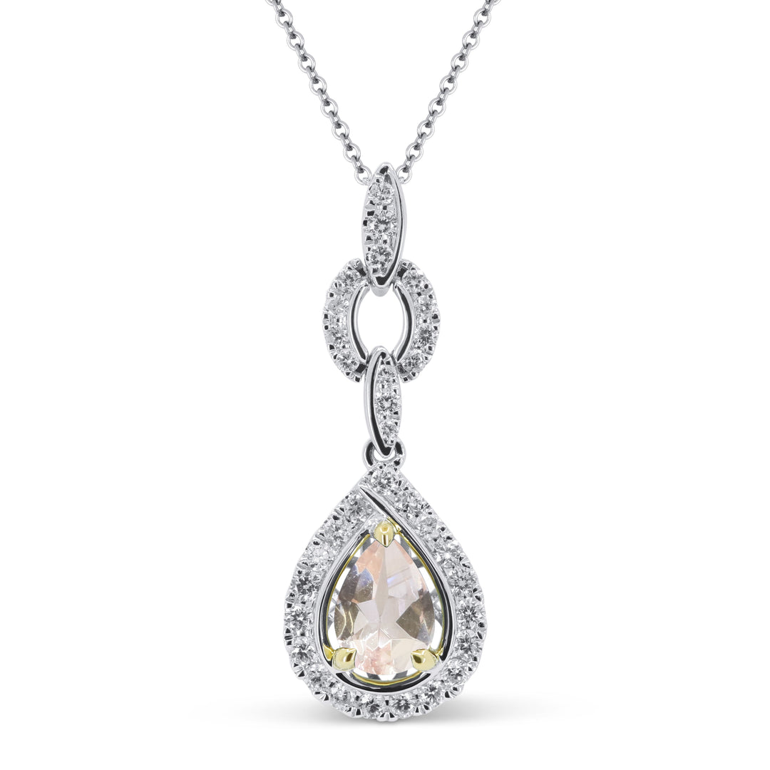 Beautiful Hand Crafted 14K Two Tone Gold  Morganite And Diamond Essentials Collection Pendant