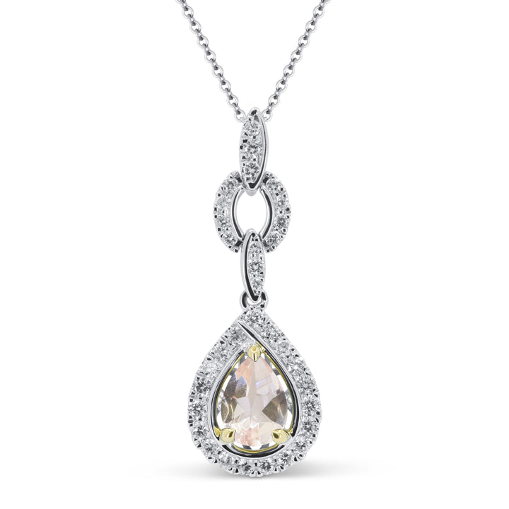 Beautiful Hand Crafted 14K Two Tone Gold  Morganite And Diamond Essentials Collection Pendant