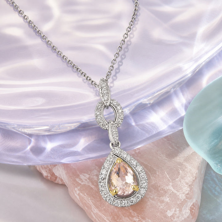 N1826 - 14K Two Tone Gold Morganite Pendant