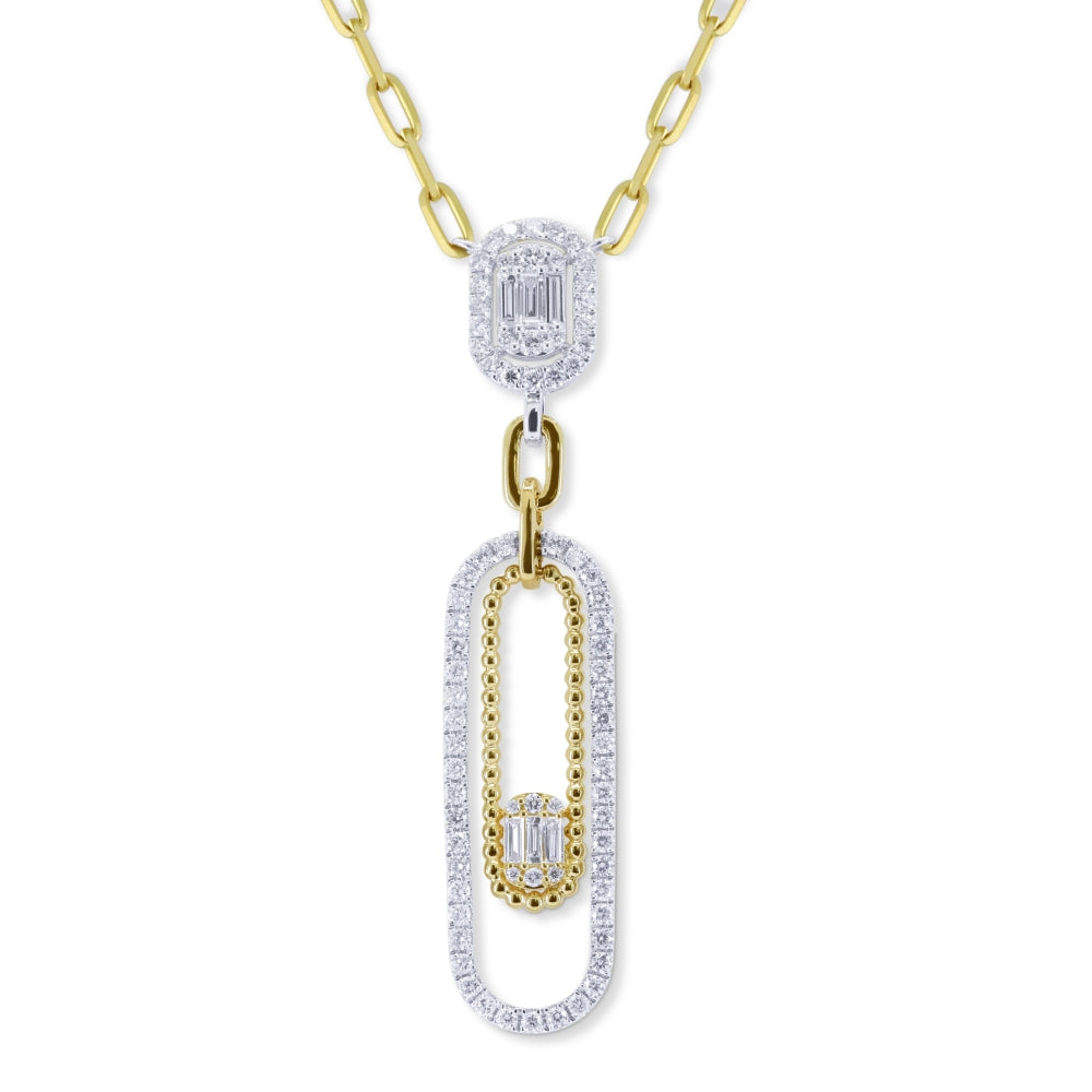 Beautiful Hand Crafted 14K Two Tone Gold White Diamond Milano Collection Necklace