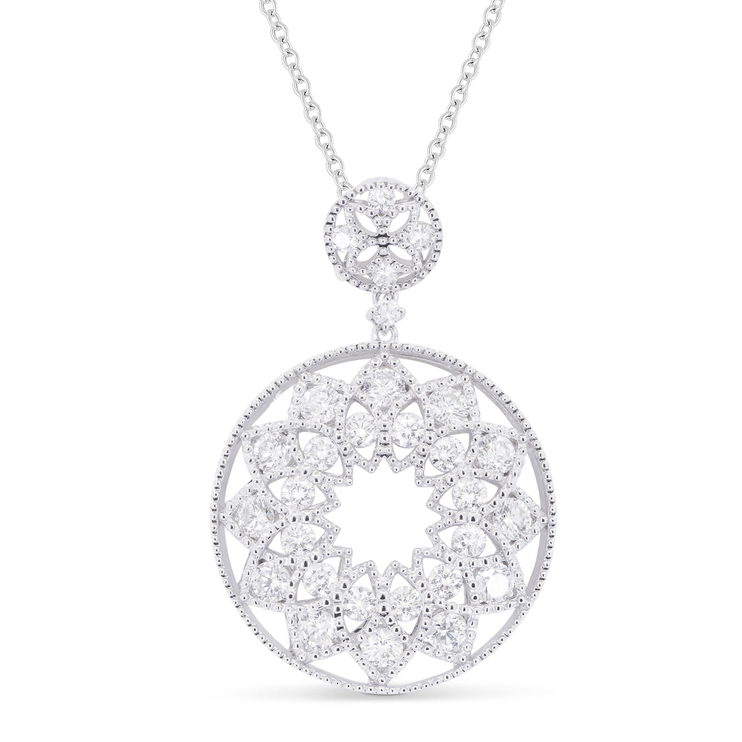 Beautiful Hand Crafted 14K White Gold White Diamond Milano Collection Pendant
