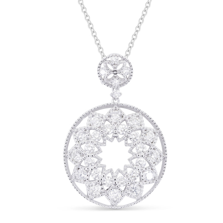 Beautiful Hand Crafted 14K White Gold White Diamond Milano Collection Pendant
