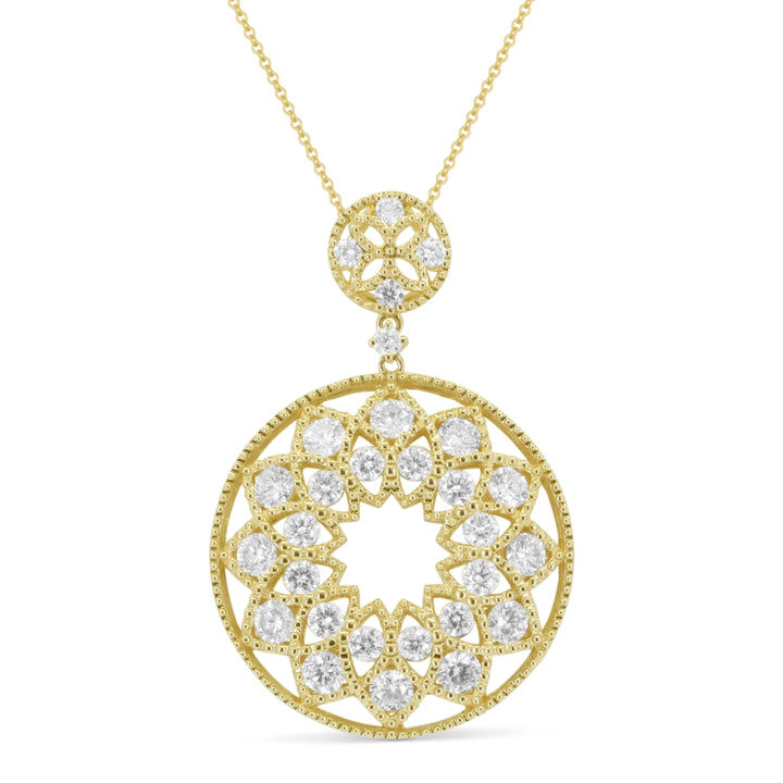 Beautiful Hand Crafted 14K Yellow Gold White Diamond Milano Collection Pendant