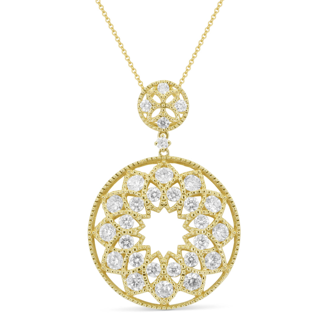 Beautiful Hand Crafted 14K Yellow Gold White Diamond Milano Collection Pendant