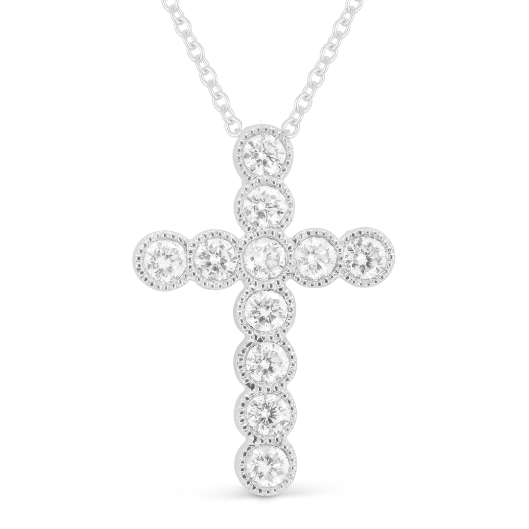 Beautiful Hand Crafted 14K White Gold White Diamond Religious Collection Pendant