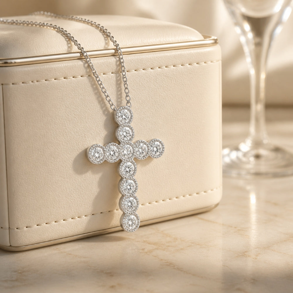 N1832 - 14K Gold Diamond Crucifix Cross Pendant