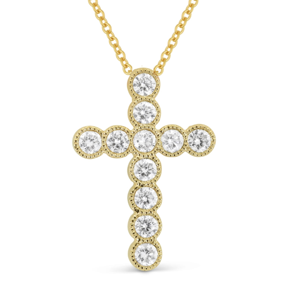 Beautiful Hand Crafted 14K Yellow Gold White Diamond Religious Collection Pendant