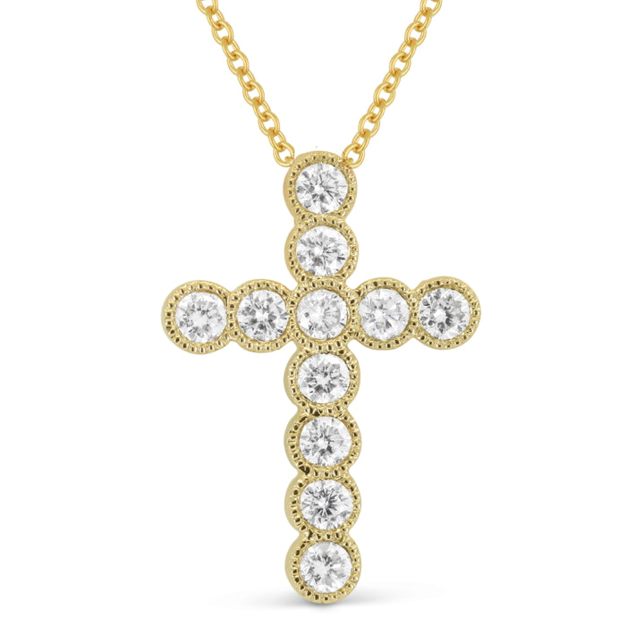 Beautiful Hand Crafted 14K Yellow Gold White Diamond Religious Collection Pendant