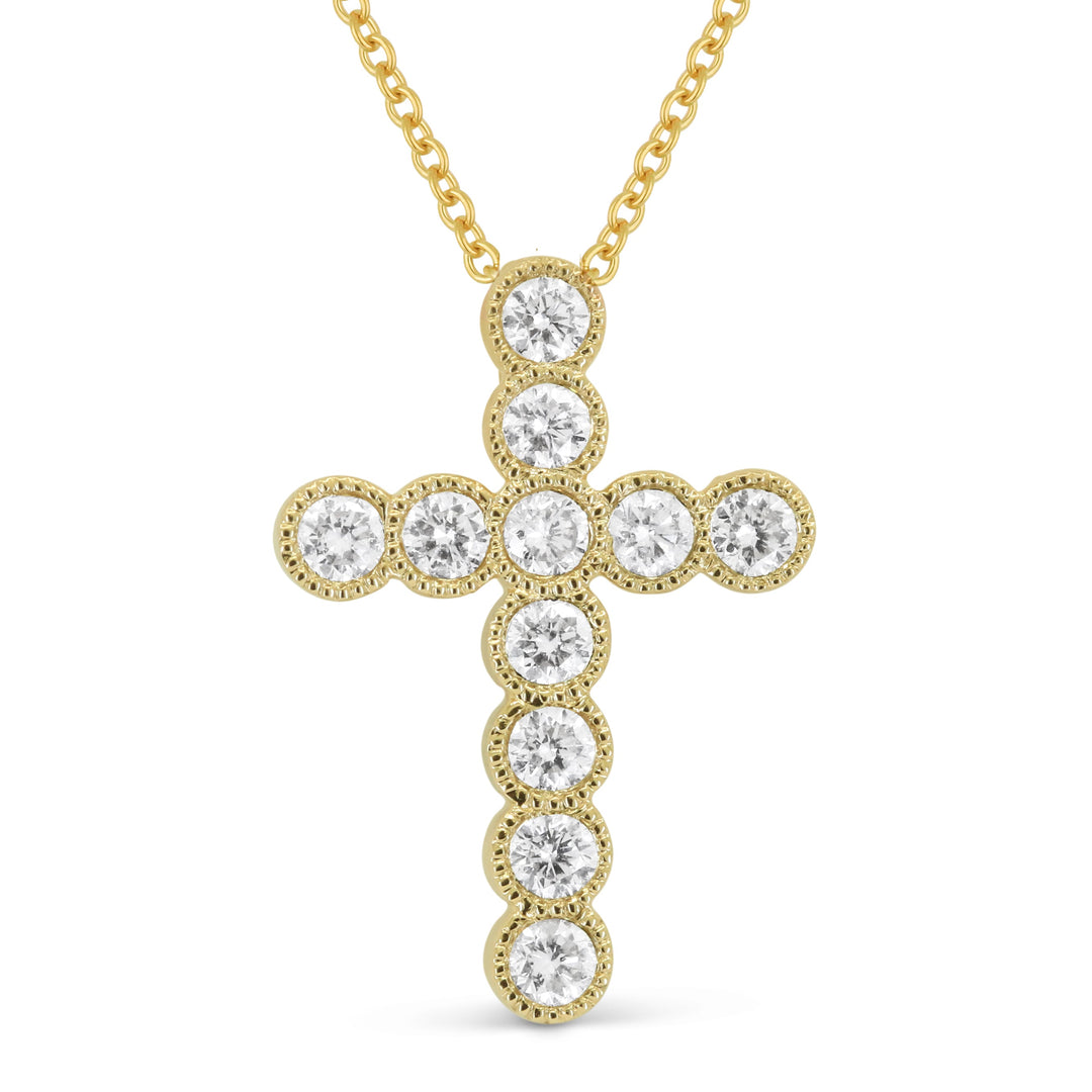 Beautiful Hand Crafted 14K Yellow Gold White Diamond Religious Collection Pendant