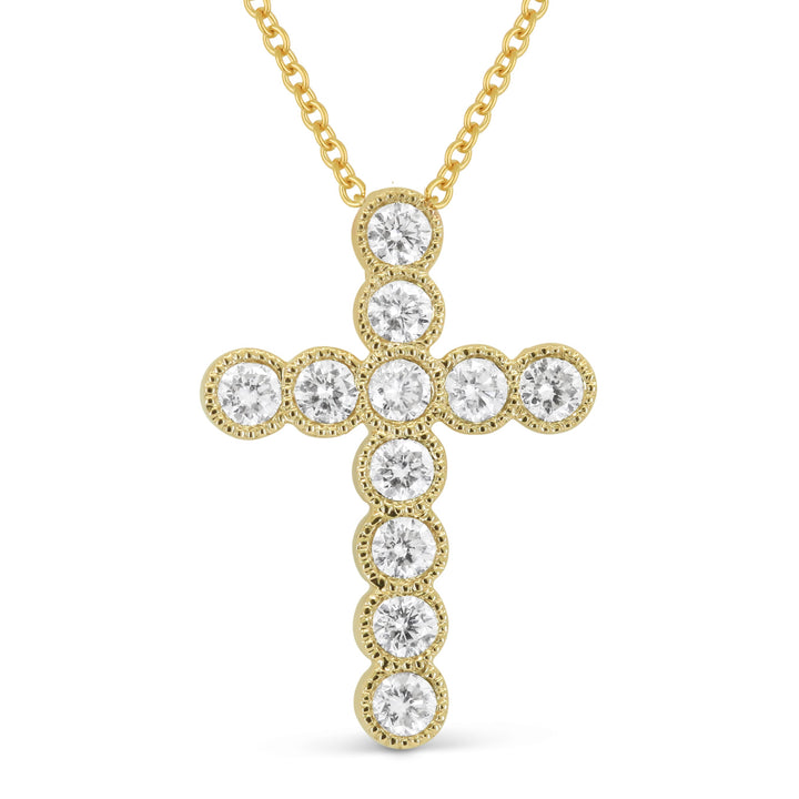 Beautiful Hand Crafted 14K Yellow Gold White Diamond Religious Collection Pendant