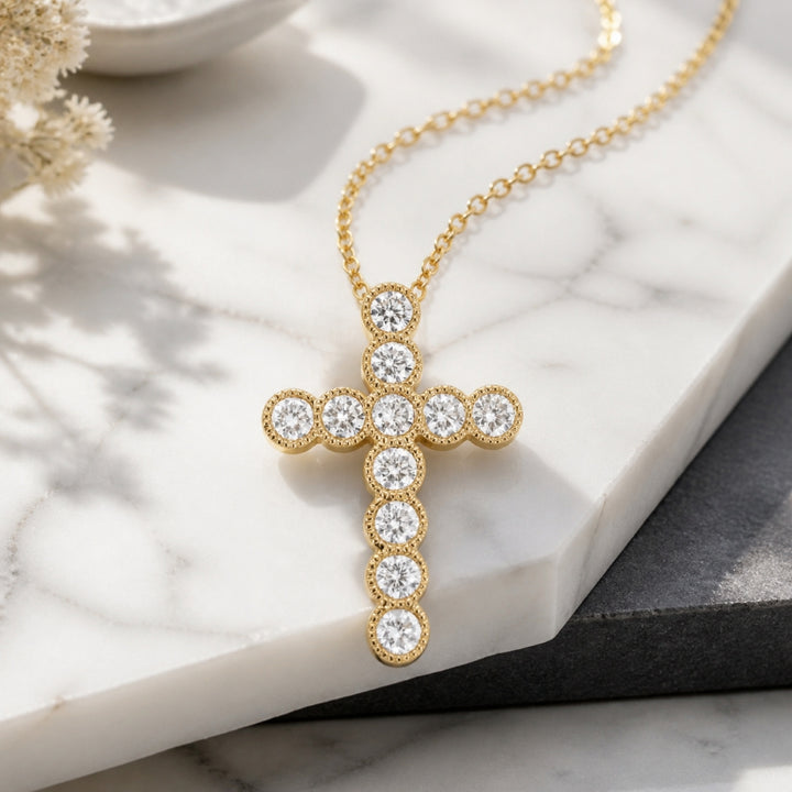 N1832 - 14K Gold Diamond Crucifix Cross Pendant