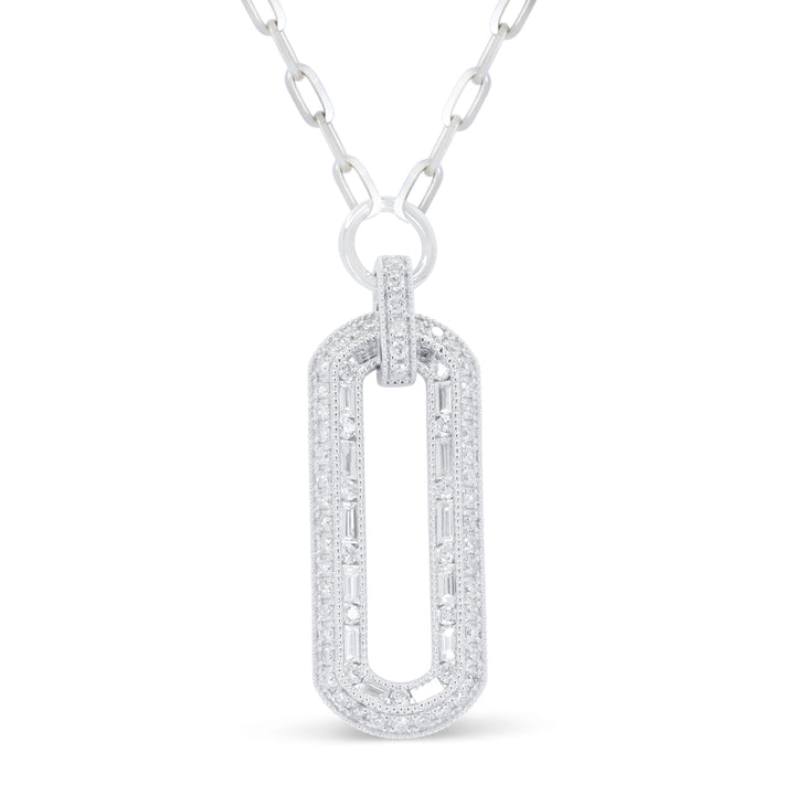Beautiful Hand Crafted 14K White Gold White Diamond Milano Collection Pendant