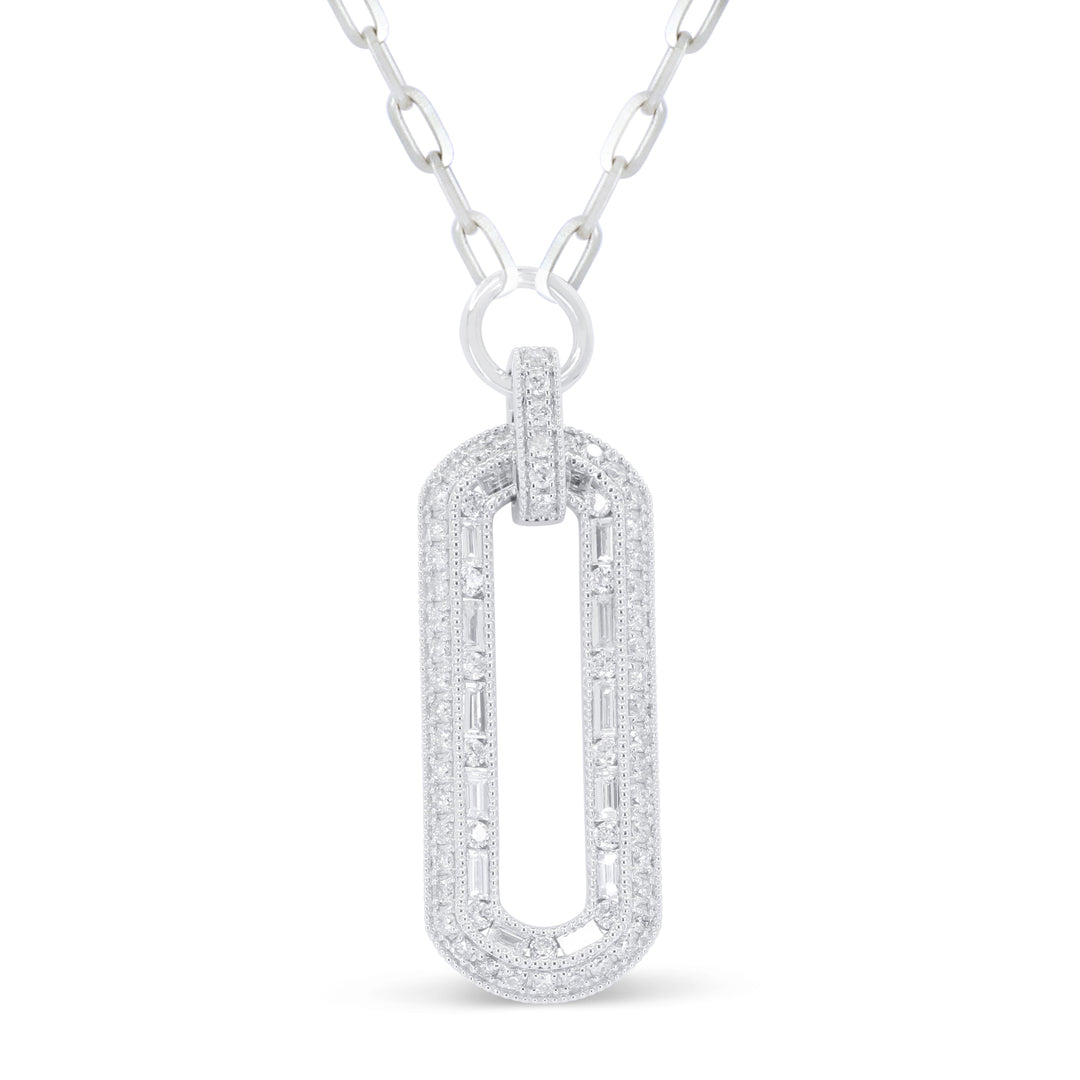 Beautiful Hand Crafted 14K White Gold White Diamond Milano Collection Pendant