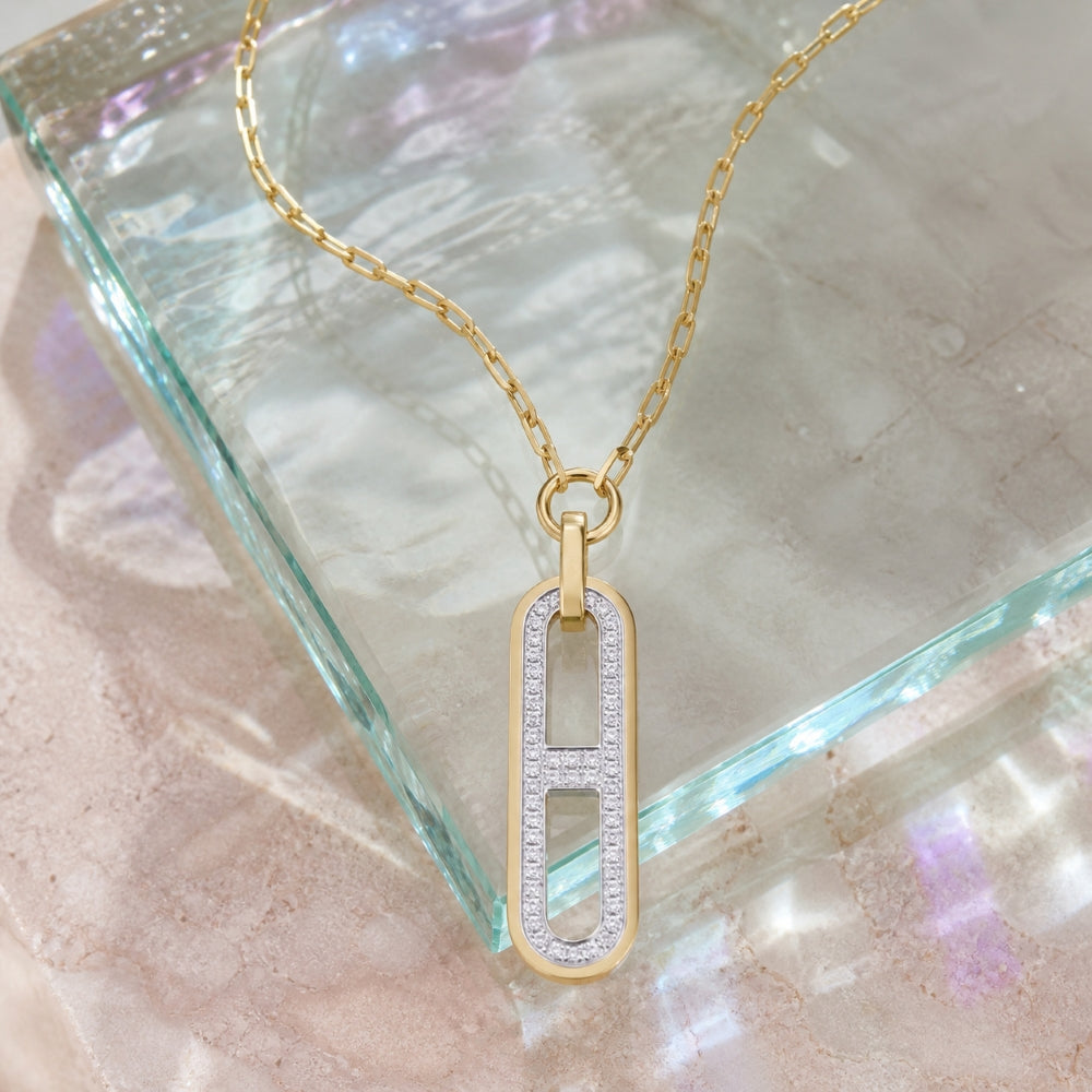 N1837 - 14K Two Tone Gold Diamond Necklace