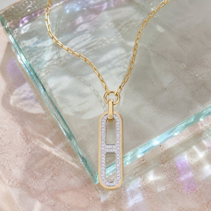 N1837 - 14K Two Tone Gold Diamond Necklace
