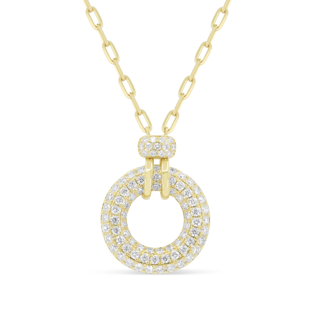 Beautiful Hand Crafted 14K Yellow Gold White Diamond Milano Collection Necklace