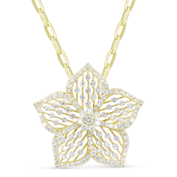 Madison L 14K Yellow Gold Diamond Flower Necklace - style N1839Y