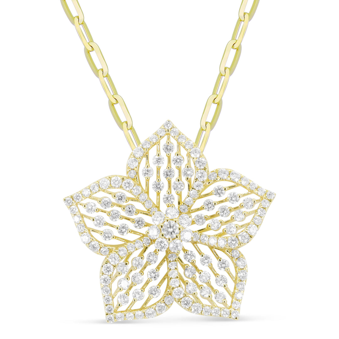 Beautiful Hand Crafted 14K Yellow Gold White Diamond Milano Collection Necklace