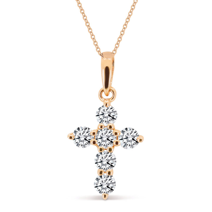 Beautiful Hand Crafted 14K Rose Gold White Diamond Religious Collection Pendant