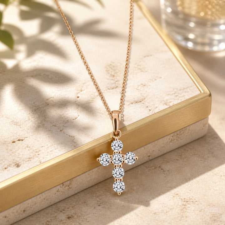 N1840 - 14K Gold Diamond Crucifix Cross Pendant