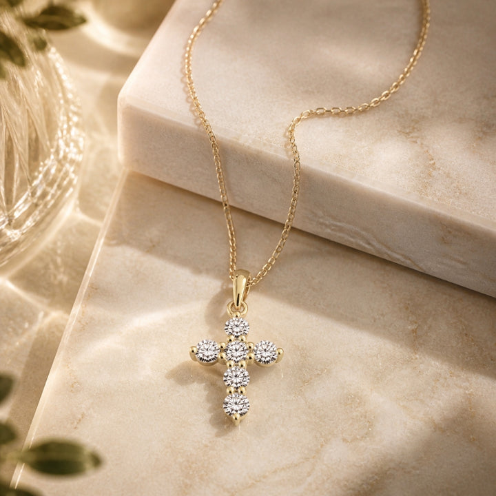 N1840 - 14K Gold Diamond Crucifix Cross Pendant
