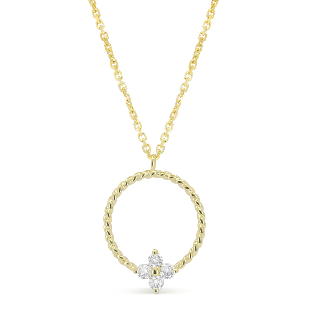 Beautiful Hand Crafted 14K Yellow Gold White Diamond Milano Collection Pendant
