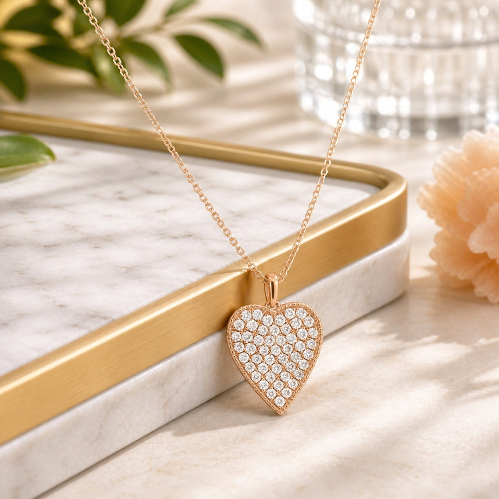 N1843 - 14K Gold Diamond Heart Pendant