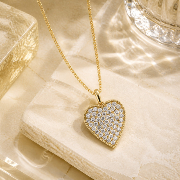 N1843 - 14K Gold Diamond Heart Pendant