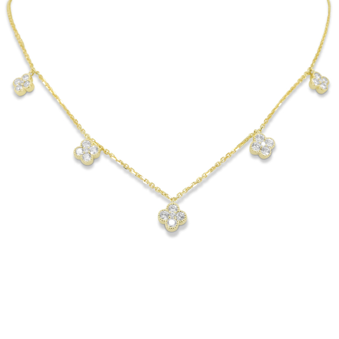 Beautiful Hand Crafted 14K Yellow Gold White Diamond Milano Collection Necklace