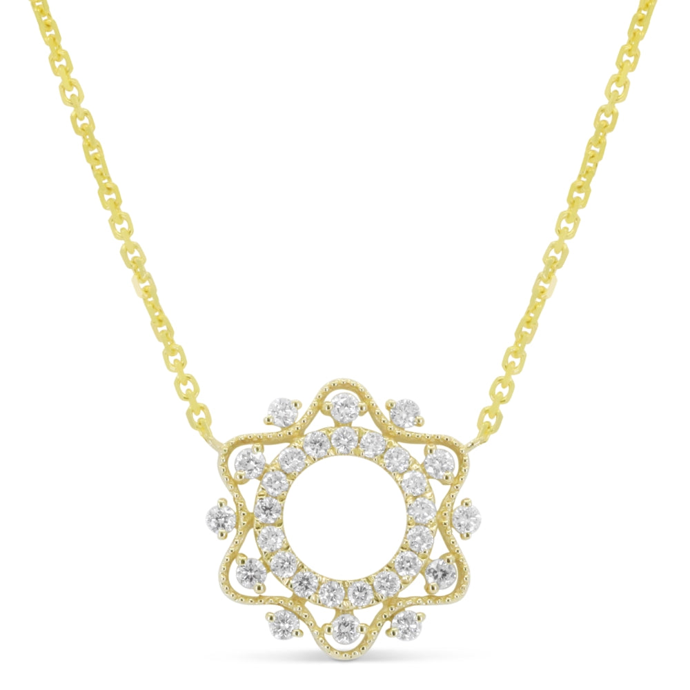 Beautiful Hand Crafted 14K Yellow Gold White Diamond Milano Collection Necklace