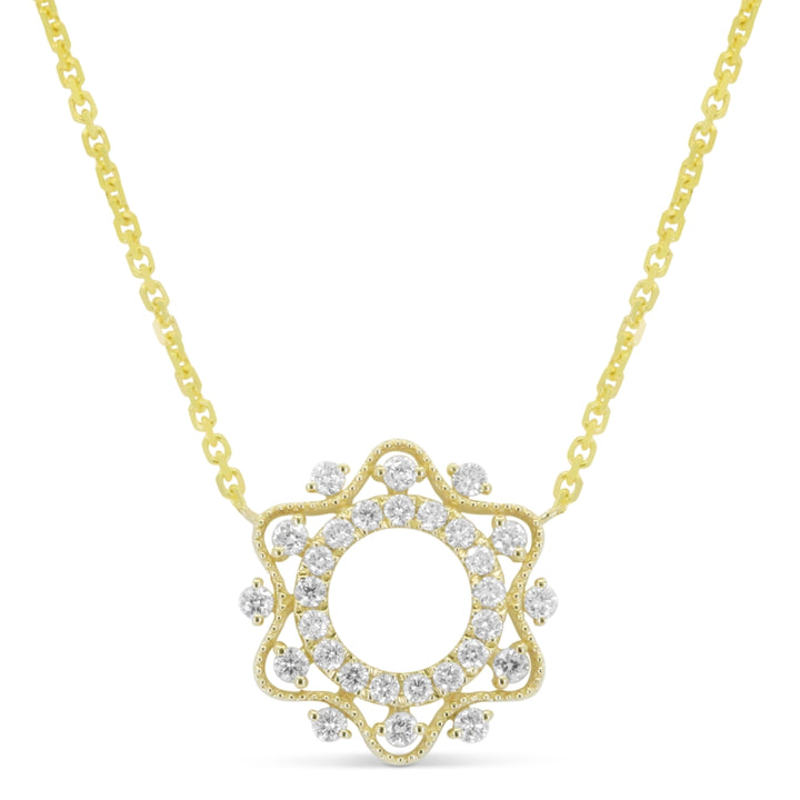 Beautiful Hand Crafted 14K Yellow Gold White Diamond Milano Collection Necklace