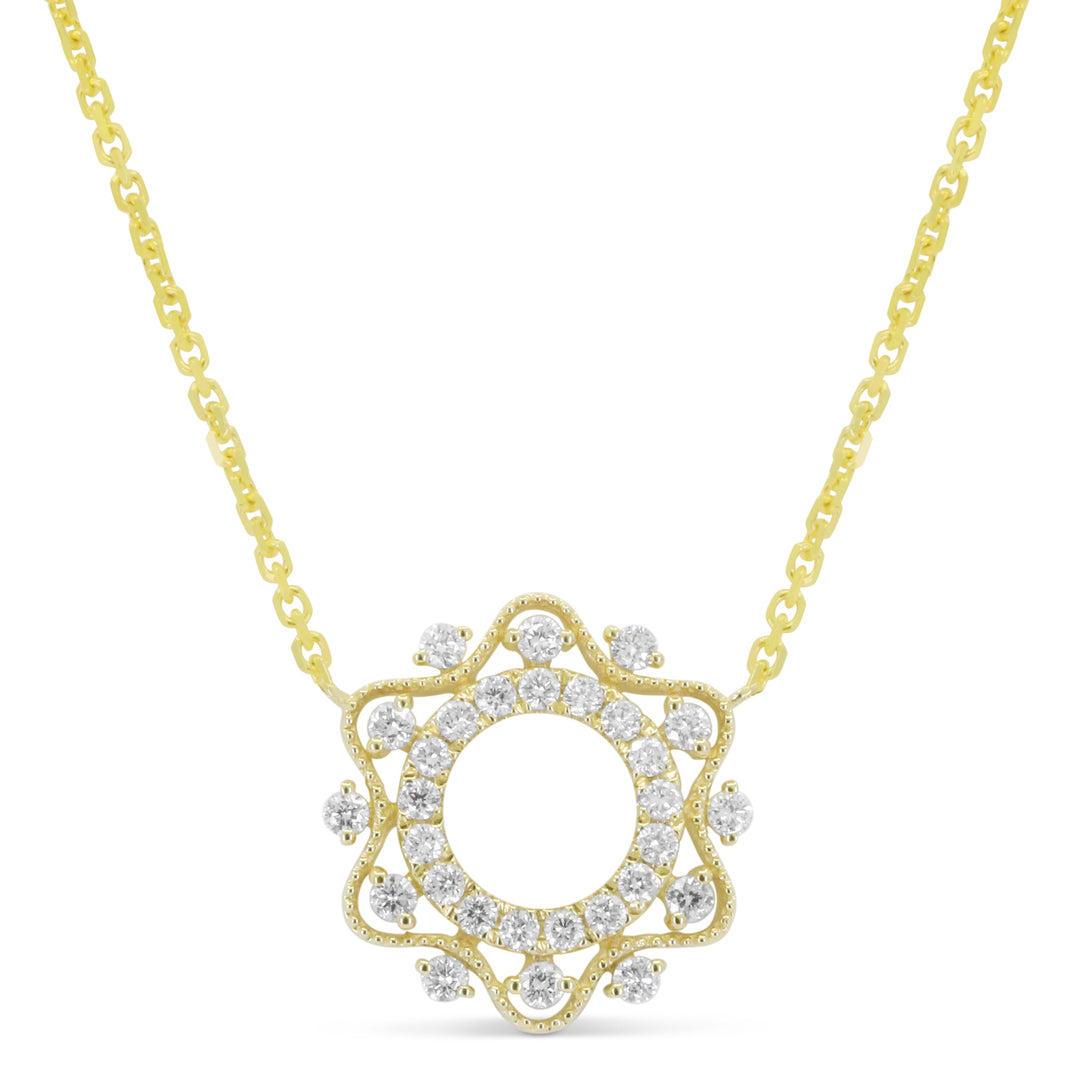 Beautiful Hand Crafted 14K Yellow Gold White Diamond Milano Collection Pendant