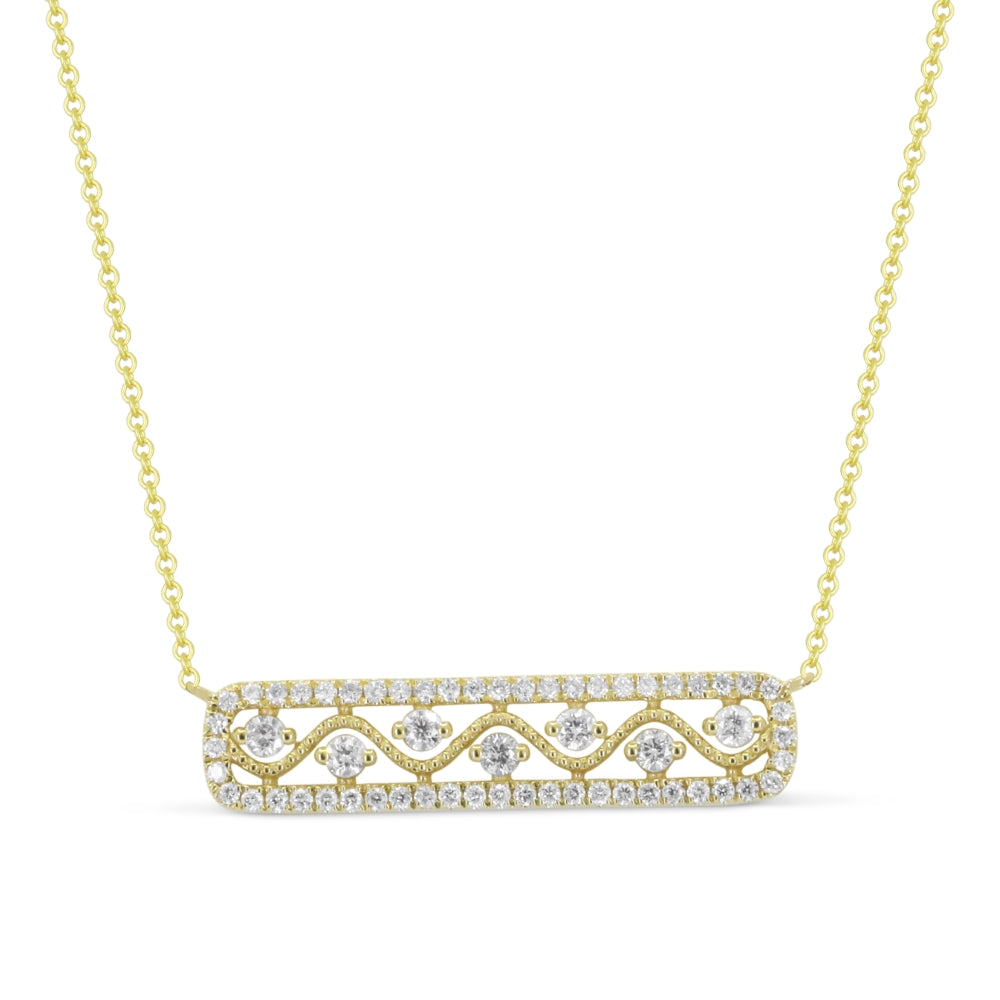 Beautiful Hand Crafted 14K Yellow Gold White Diamond Milano Collection Necklace