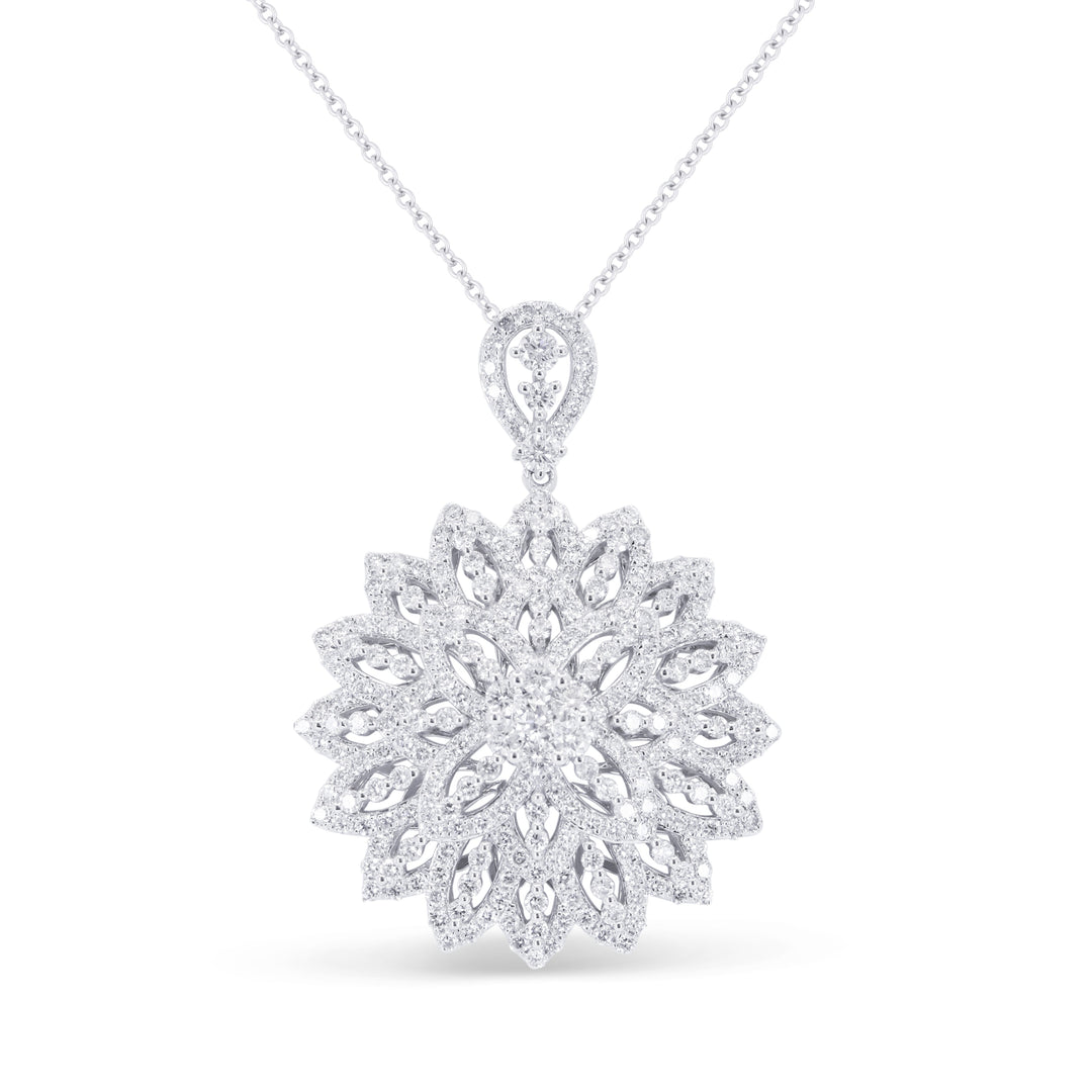 Beautiful Hand Crafted 14K White Gold White Diamond Milano Collection Pendant