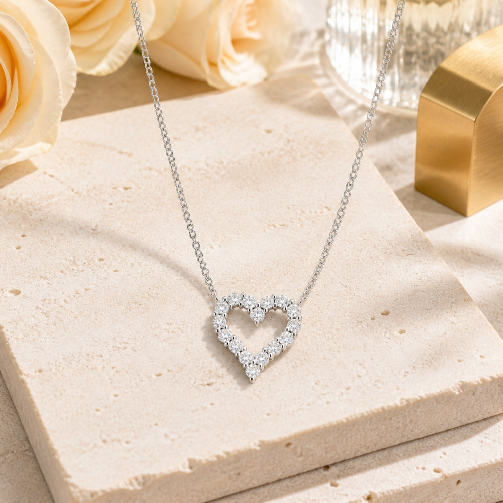 N1848 - 14K Gold Diamond Heart Necklace