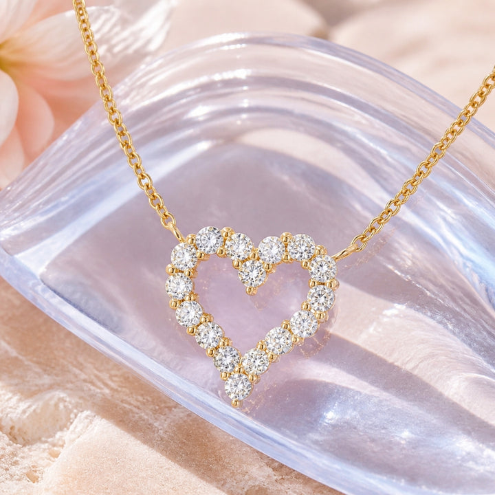 N1848 - 14K Gold Diamond Heart Necklace