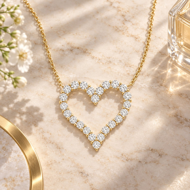 N1848 - 14K Gold Diamond Heart Necklace