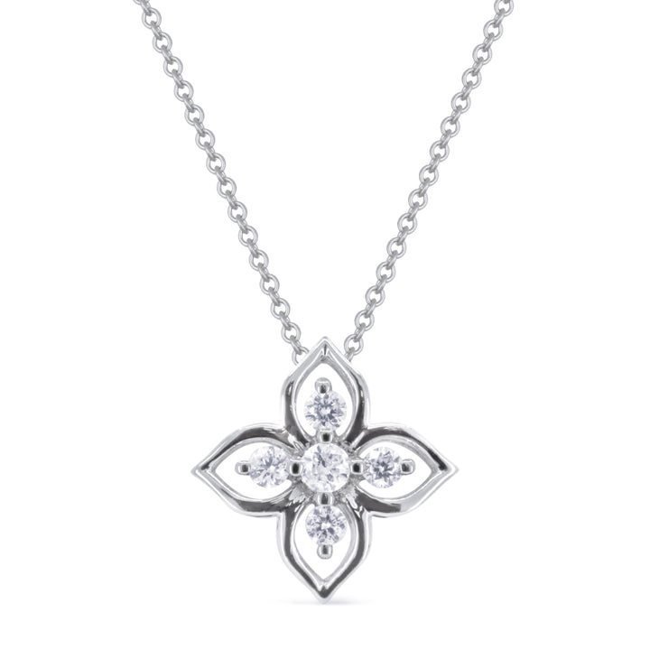 Beautiful Hand Crafted 14K White Gold White Diamond Milano Collection Pendant