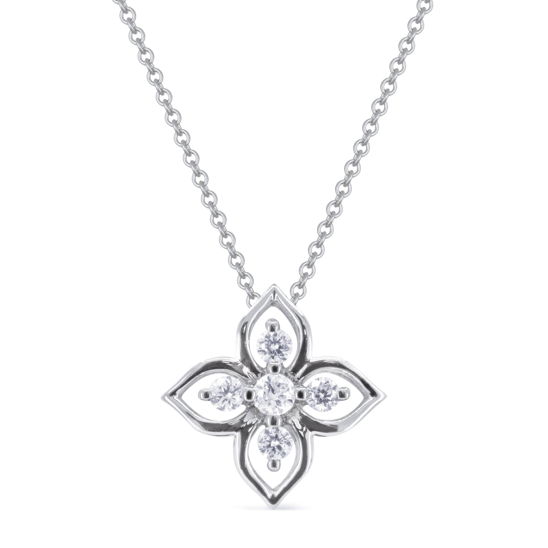 Beautiful Hand Crafted 14K White Gold White Diamond Milano Collection Pendant
