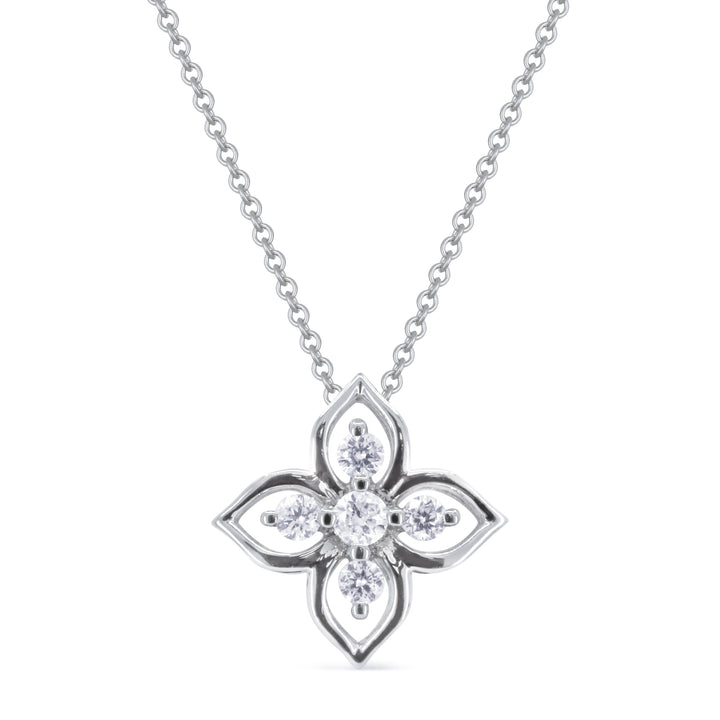 Beautiful Hand Crafted 14K White Gold White Diamond Milano Collection Pendant