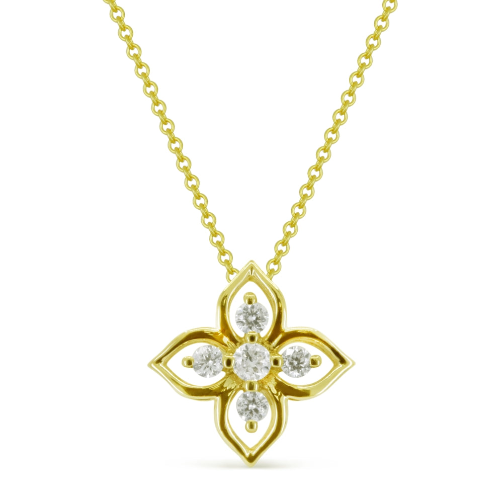 Beautiful Hand Crafted 14K Yellow Gold White Diamond Milano Collection Pendant