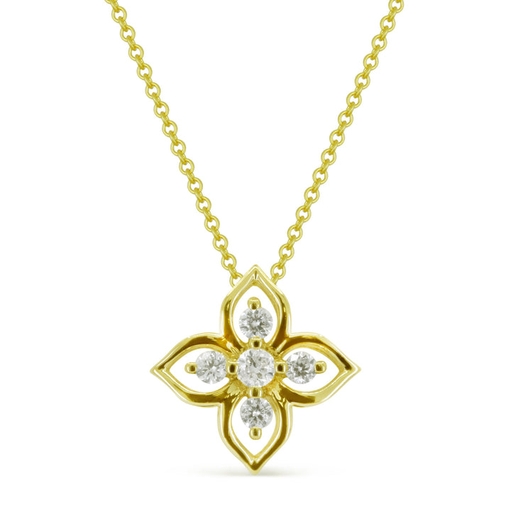 Beautiful Hand Crafted 14K Yellow Gold White Diamond Milano Collection Pendant